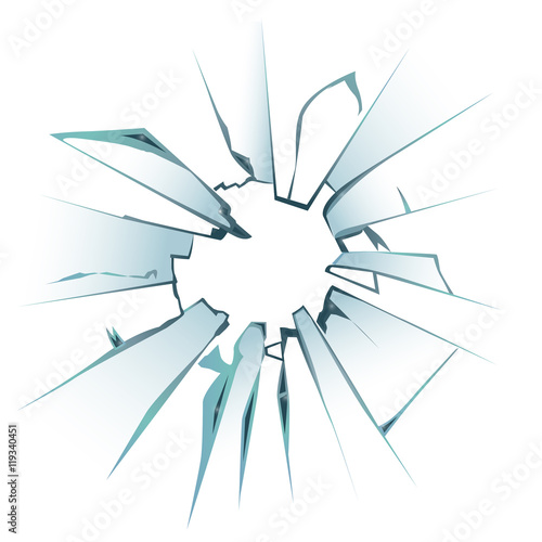 Accidentally broken frosted window pane or vector illustration