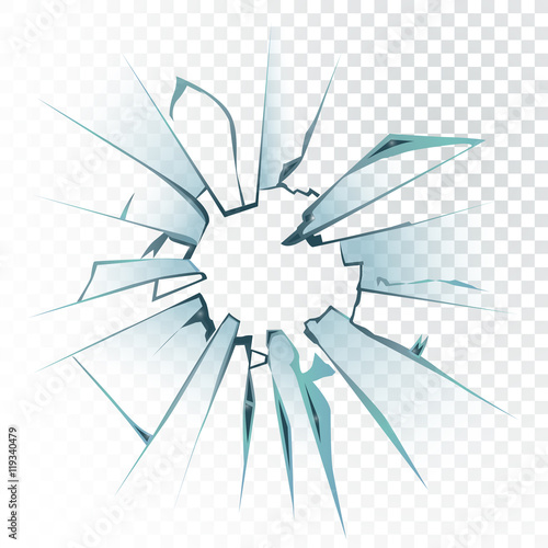 Accidentally broken frosted window pane or vector illustration