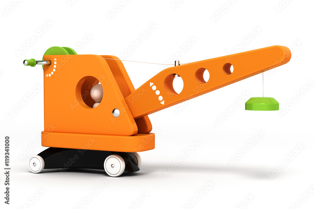 toy crane on white background 3d toy crane on white background 3d