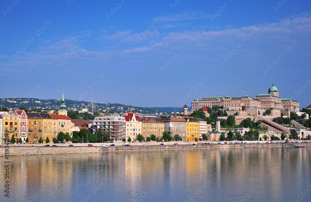 Budapest cityscape, morning view of Buda landmarks
