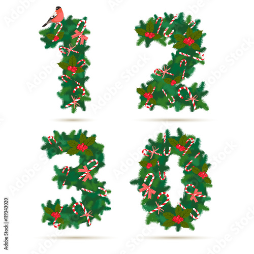 Christmas festive wreath numbers: 1, 2, 3, 0
