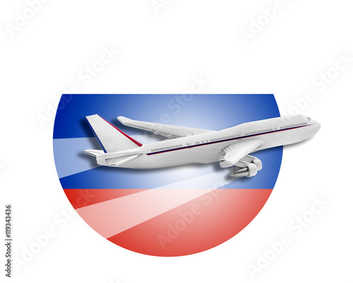 Plane and Russia flag.