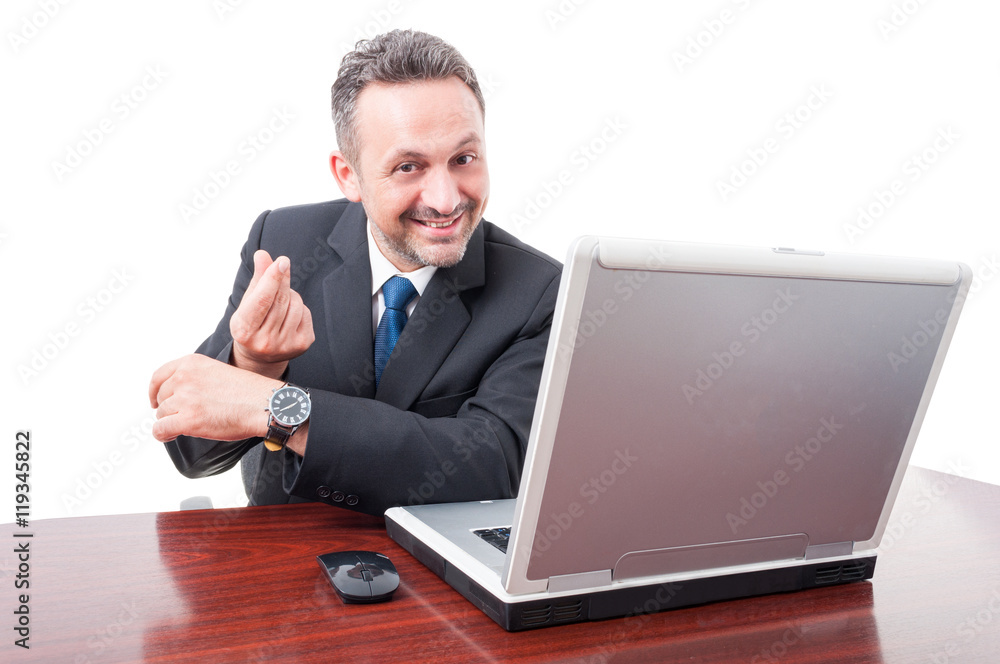 Time is money concept with happy businessman Time is money concept with happy businessman