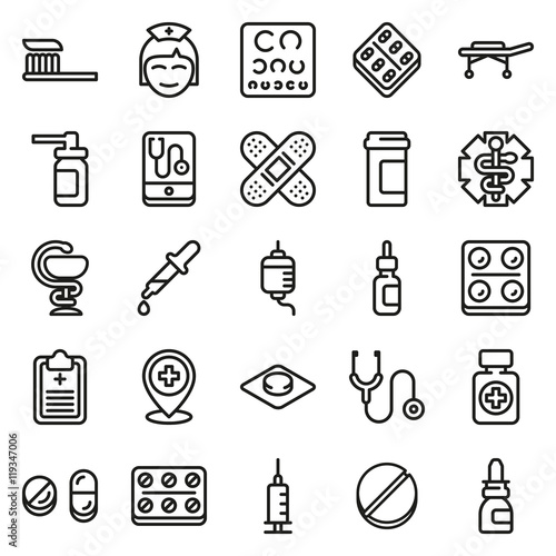 Medical icons set isolated on white background