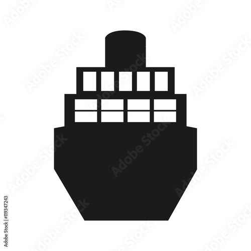 flat design merchant container ship icon vector illustration
