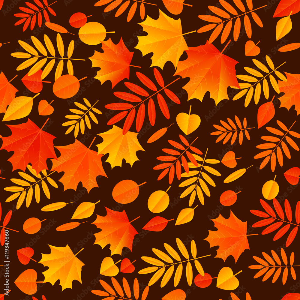 Seamless pattern with color autumn leaves Seamless pattern with color autumn leaves