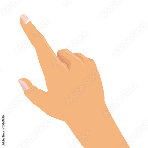 flat design hand pointing with index finger icon vector illustration