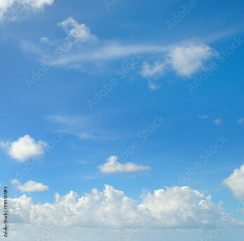 blue sky and white cumulus clouds