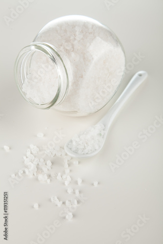 Salt in glass container