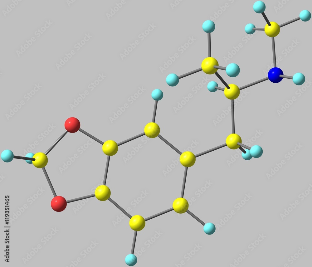 Ecstasy molecular structure isolated on grey Ecstasy molecular structure isolated on grey