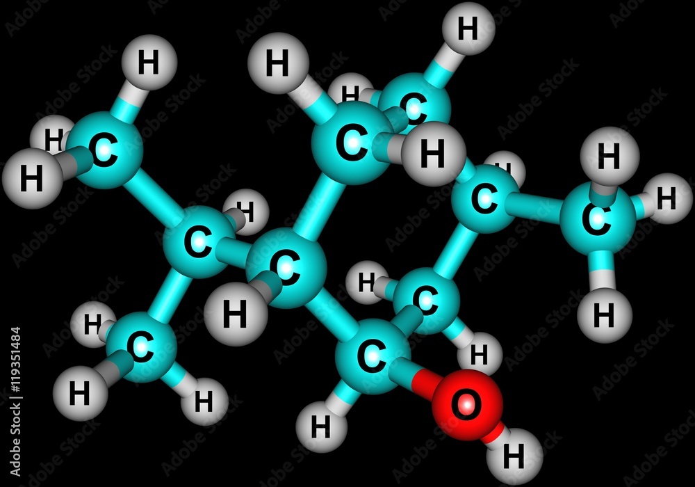 Obraz premium Menthol molecular structure isolated on black