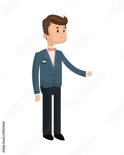 flat design happy groom icon vector illustration
