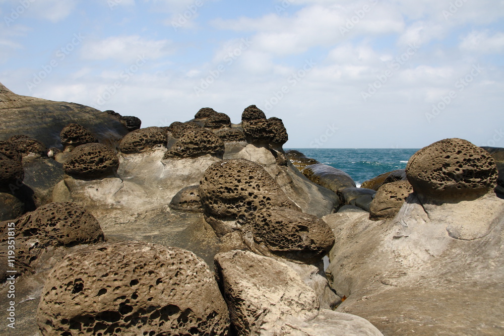 Heping Island (Peace Island) in Keelung, Taiwan  (View of bizarre geological rocks and rock formations)