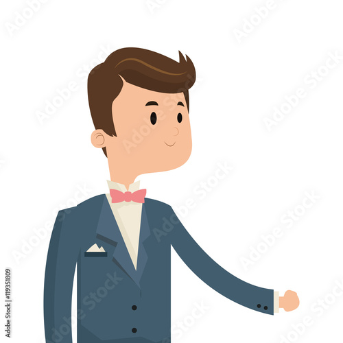 flat design happy groom icon vector illustration