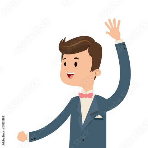 flat design happy groom icon vector illustration