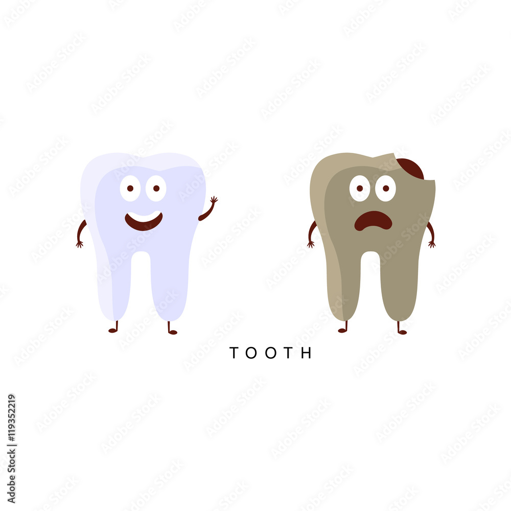 Healthy vs Unhealthy Tooth Infographic Illustration Healthy vs Unhealthy Tooth Infographic Illustration