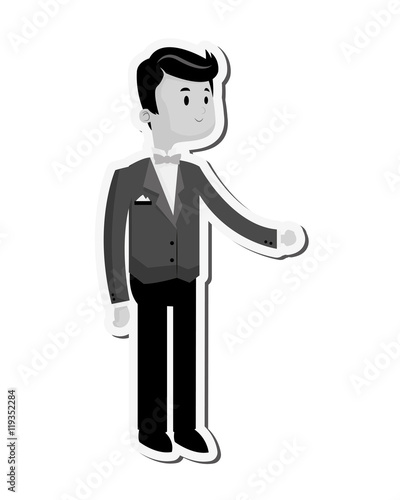 flat design happy groom icon vector illustration