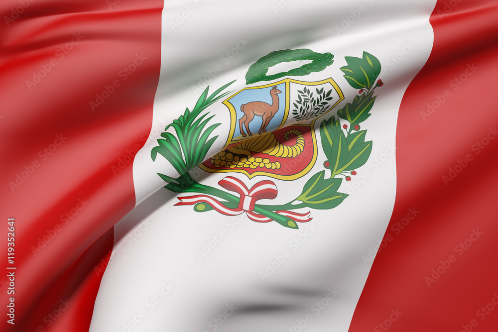 Republic of Peru flag waving - obrazy, fototapety, plakaty 
