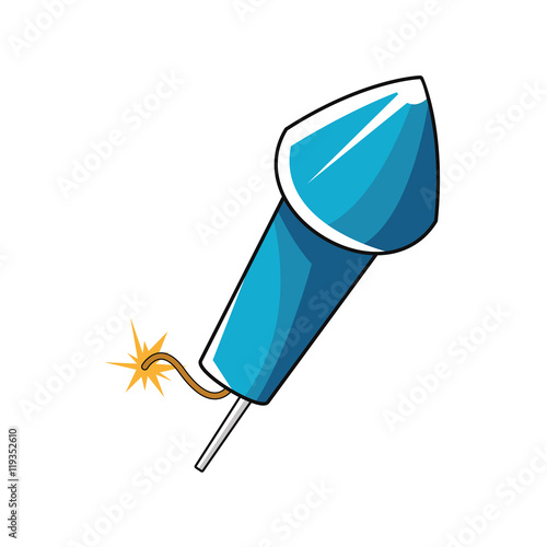 flat design flying firecracker icon vector illustration