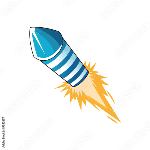 flat design flying firecracker icon vector illustration