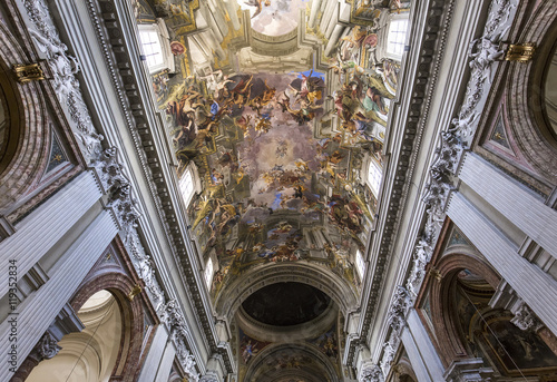  Frescoes of Andrea Pozzo on sant  Ignazio church ceilings, Rome, Ital photo