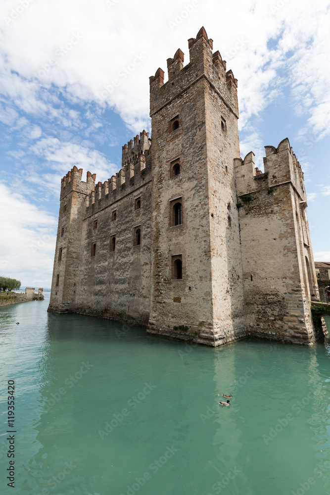 Castello Scaligero di Sirmione (Sirmione Castle), built in XIV century, Lake Garda, Sirmione, Italy