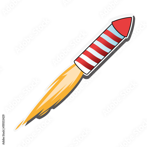 flat design flying firecracker icon vector illustration
