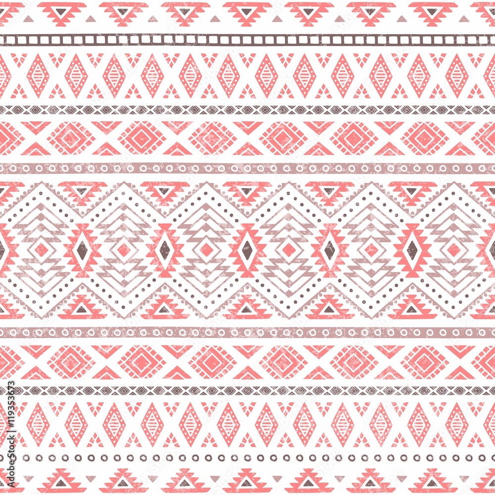 Seamless ethnic background. Geometric lines on a white backgroun