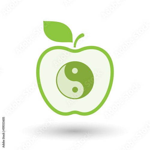 Isolated  line art apple icon with a ying yang