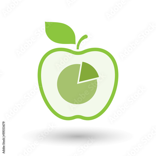 Isolated  line art apple icon with a pie chart