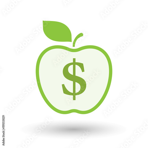 Isolated  line art apple icon with a dollar sign