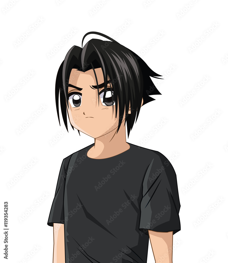 Anime style boy icon Royalty Free Vector Image