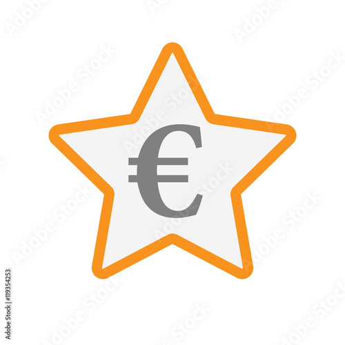 Isolated  line art star icon with an euro sign