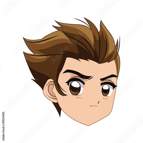 flat design anime style boy icon vector illustration