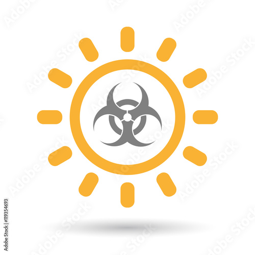 Isolated  line art sun icon with a biohazard sign