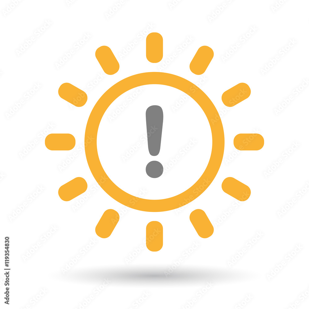 Obraz premium Isolated line art sun icon with an exclamarion sign
