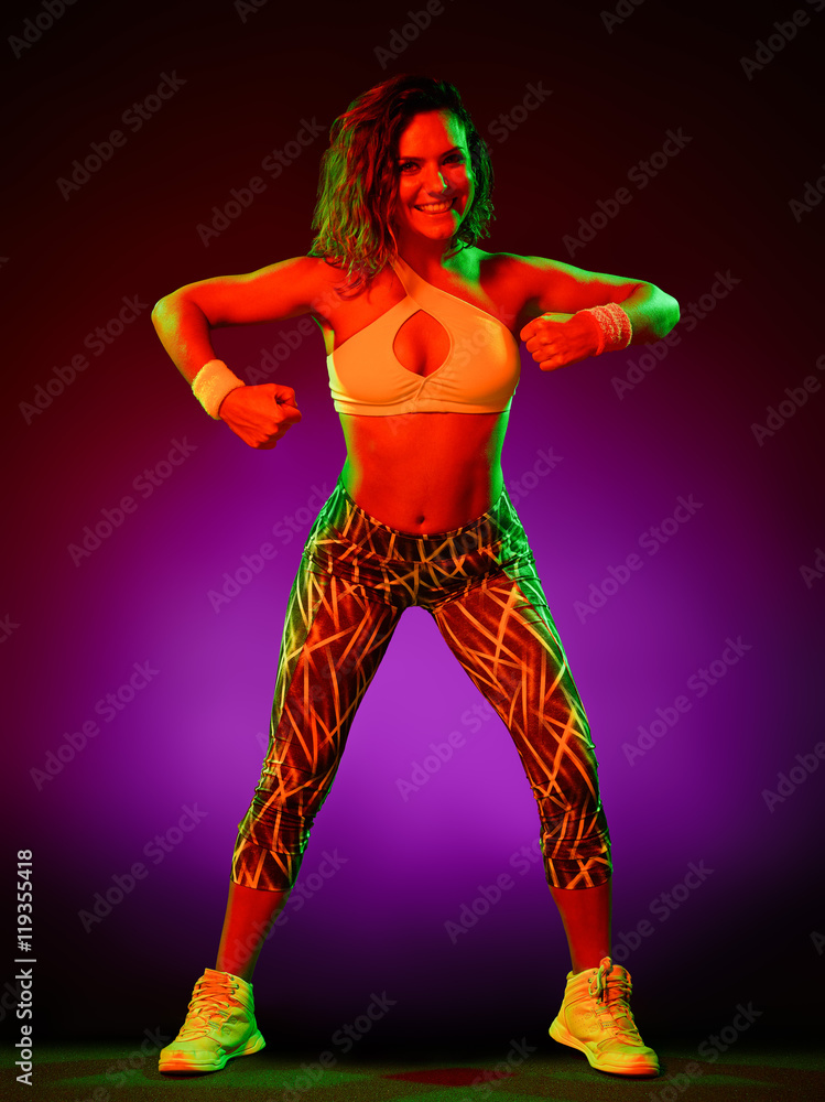 woman dancer dancing fitness exercises isolated