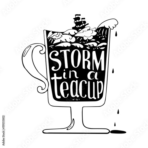 lettering illustration  -  storm in a teacup