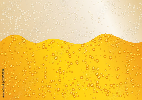 Seamless wide horizon beer background for Oktoberfest. Golden color. Vector illustration EPS 10.