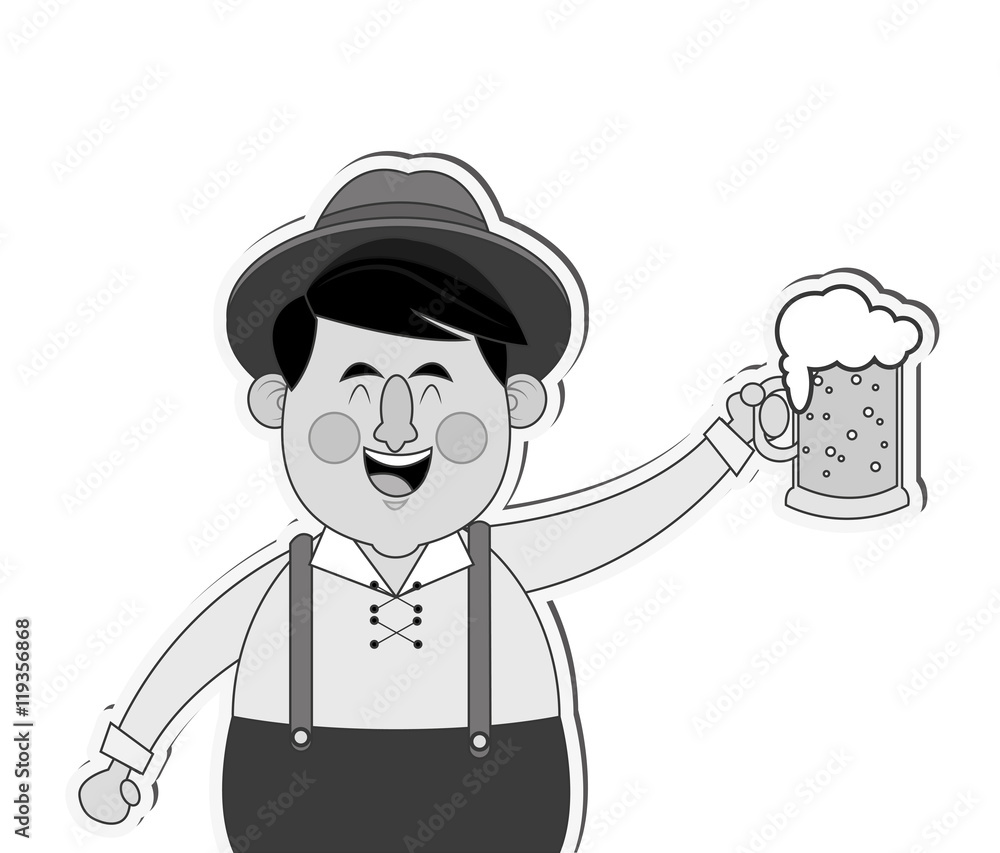 flat design bavarian man with beer icon vector illustration flat design bavarian man with beer icon vector illustration
