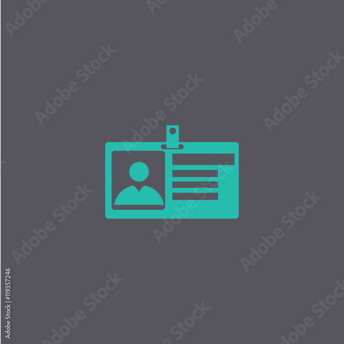 Identification card icon. Flat design style.