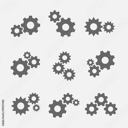 Gears with cogs vector icons