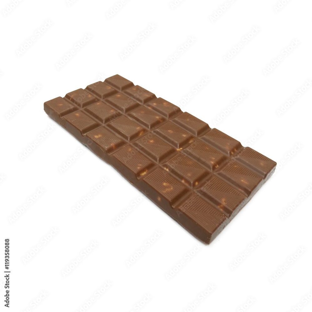 chocolate bars with almonds nuts lying on white background chocolate bars with almonds nuts lying on white background