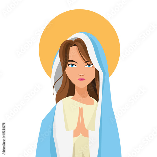 flat design holy virgin mary icon vector illustration