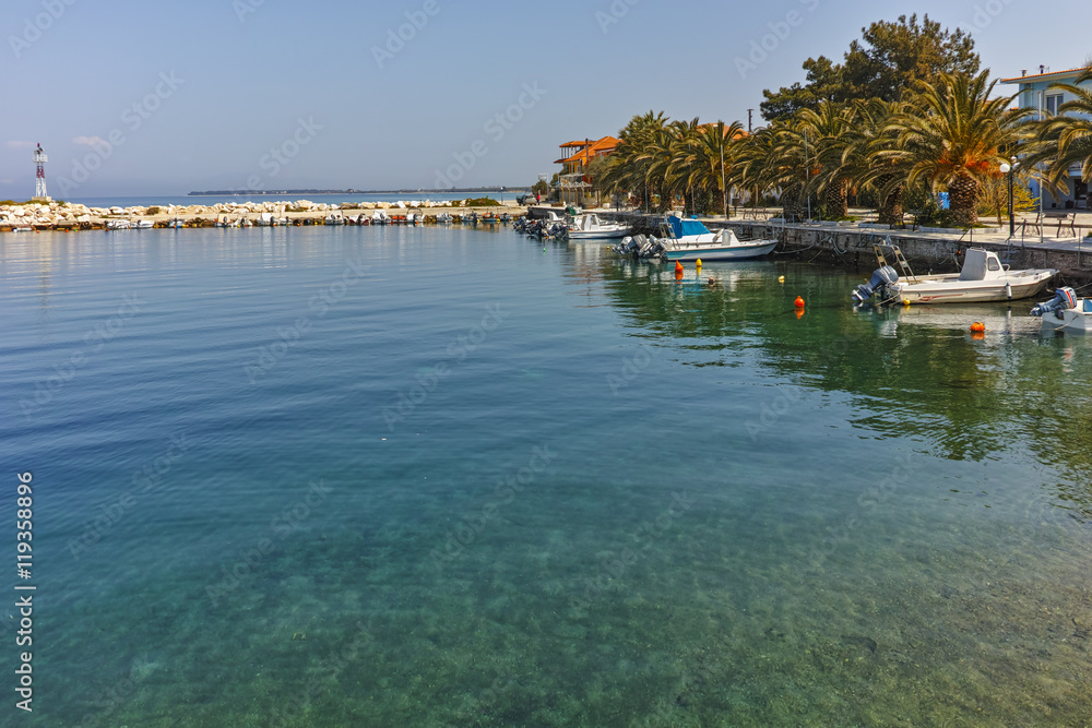 Panorama with Port of Skala Sotiros, Thassos island, East Macedonia and Thrace, Greece  