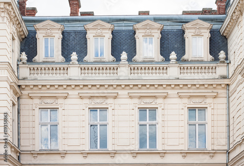 Potocki Palace in Lviv . Detail of the facade . photo