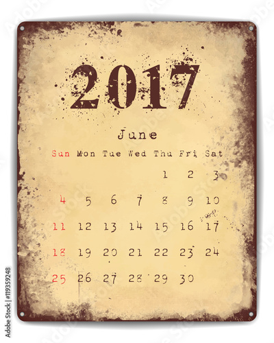 2017 Tin plate calendar June