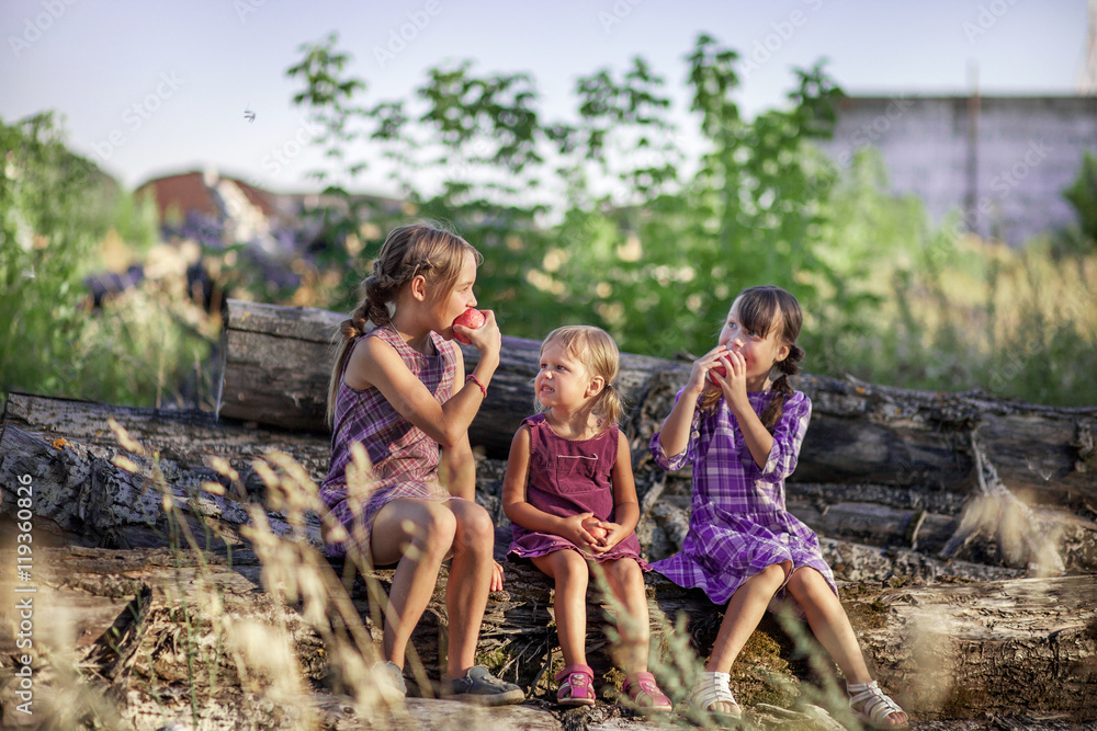 Fototapeta premium Child happy outddoors.