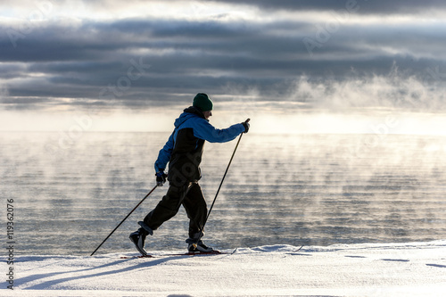 Skiing at sea, Ingaro, Sweden photo