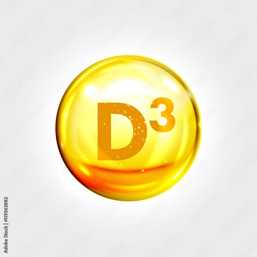Vitamin D3 gold icon. Cholecalciferol pill capsule Stock Vector | Adobe  Stock
